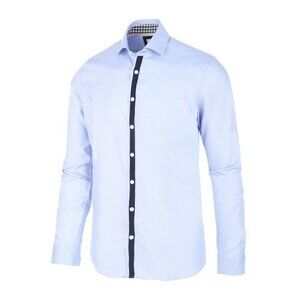 BLUE Industry Button Down Shirt Sz 39 Blue with Contrast Trim Down Front